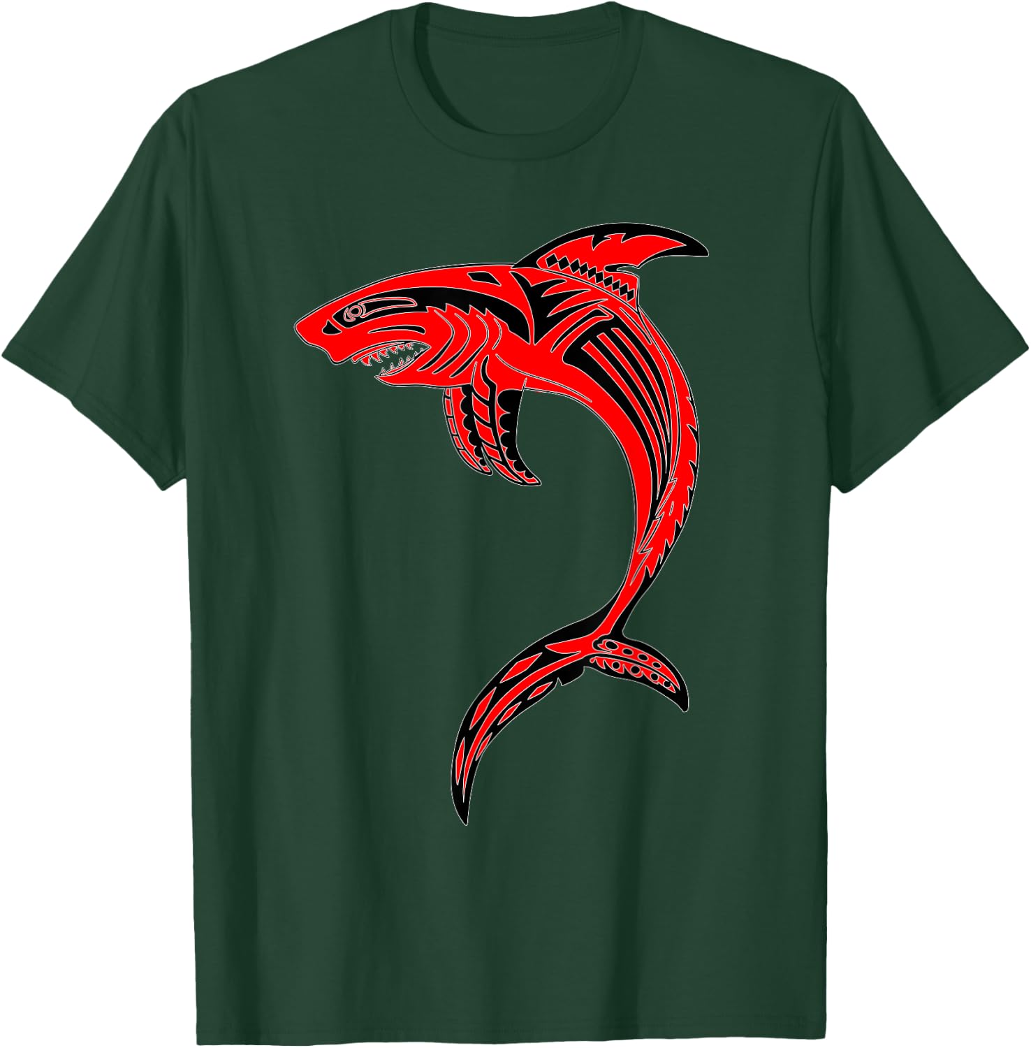 Maori Shark Inspirational Tribal Animal Art T-Shirt - T-Shirt | Forest