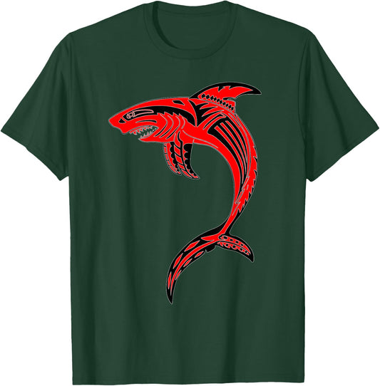 Maori Shark Inspirational Tribal Animal Art T-Shirt - T-Shirt | Forest