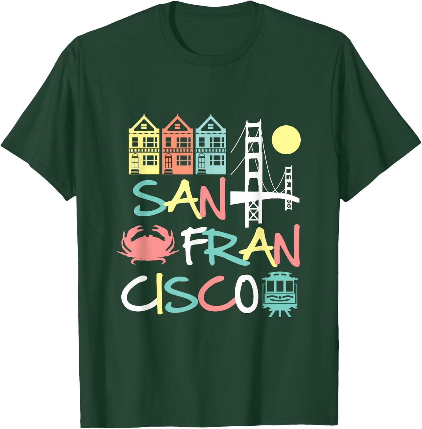 San Francisco Bridge SF Icons Vintage Graphic Dark T-Shirt - T-Shirt | Forest