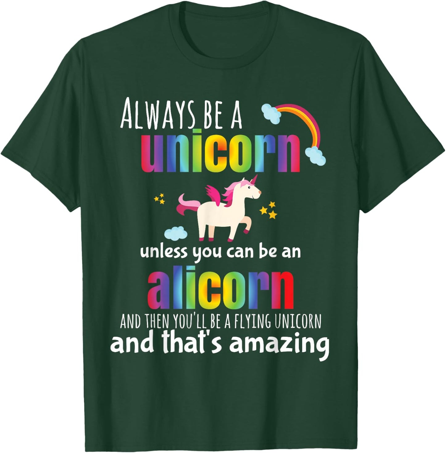 Hundredth Monkey Animal Cute Alicorn Always Be a Unicorn for Girls, Blue, Small T-Shirt - T-Shirt | Forest
