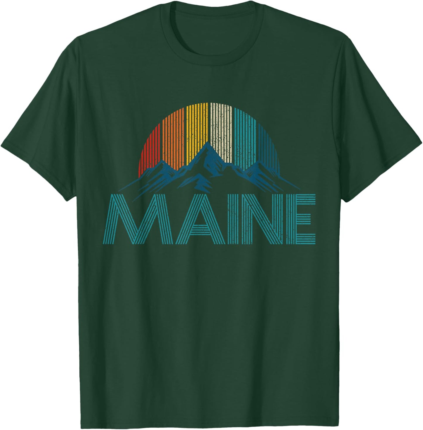 Maine Vintage Retro Mountains Souvenir Gift T-Shirt - T-Shirt | Forest