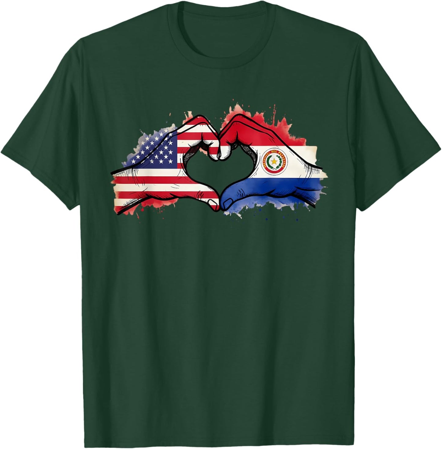 Paraguay Flag Half Paraguayan Half America T-Shirt - T-Shirt | Forest
