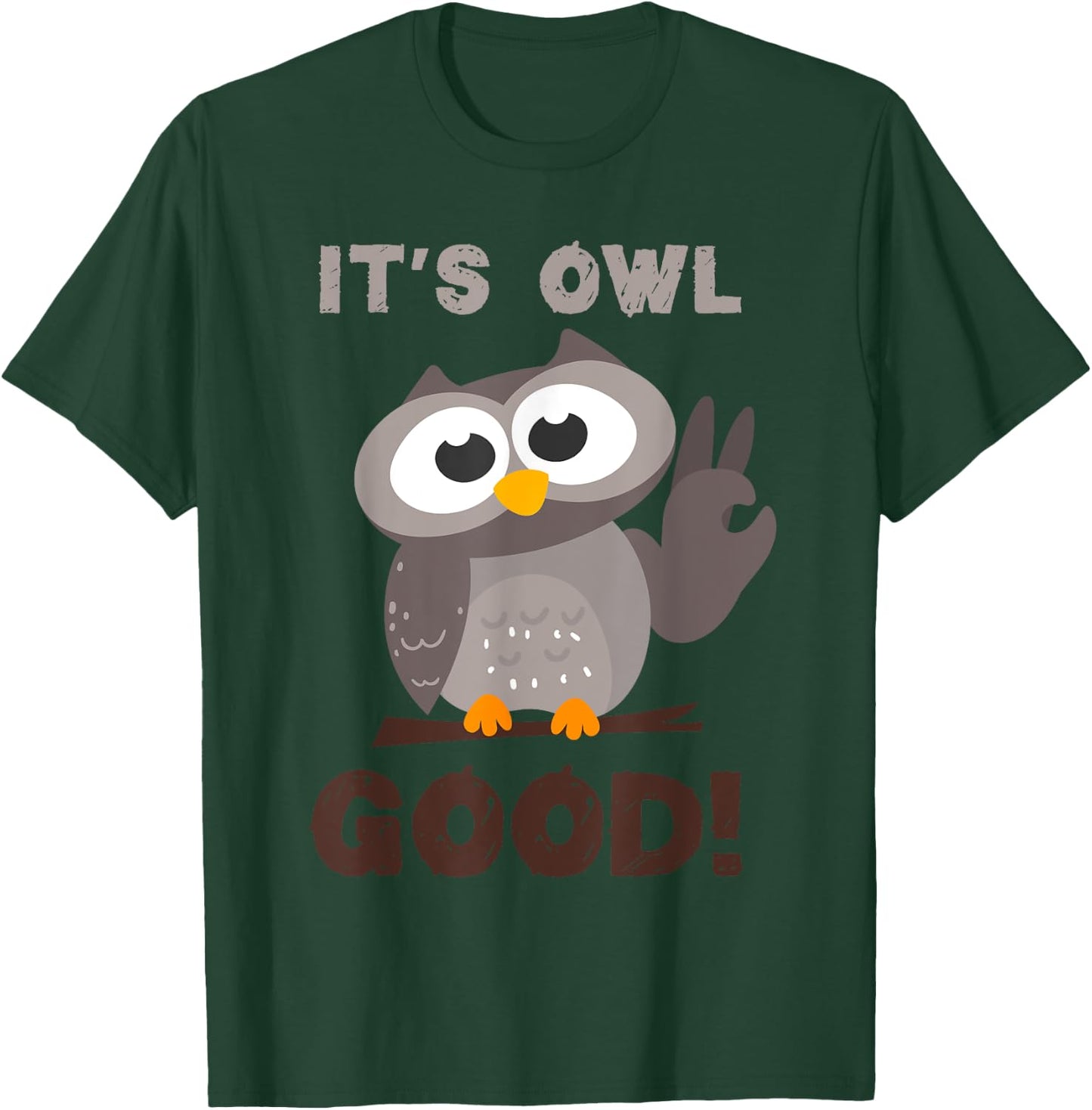 Too Cute Owl Good Pun Design For Girls & Boys -Adults & Kids , Black, Small, Short Sleeve, Classic Fit, Cotton, Polyester T-Shirt - T-Shirt | Forest