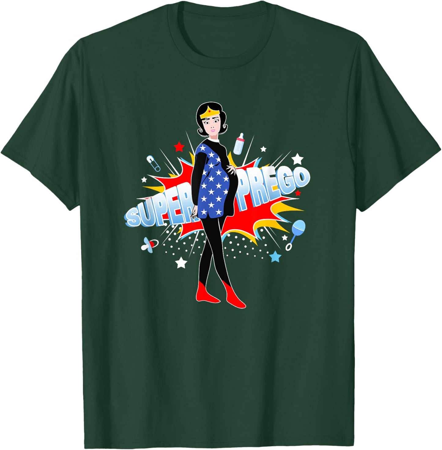 Funny Pregnancy, Super Prego Mom Pregnant T-Shirt - T-Shirt | Forest