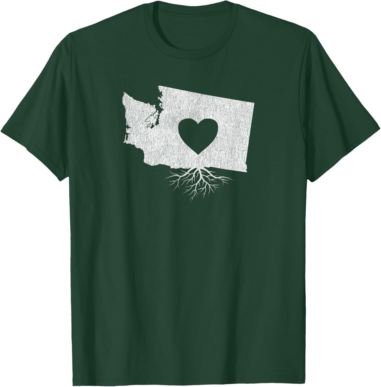 Distressed I Love Washington Heart and Roots T Shirt T-Shirt - T-Shirt | Forest