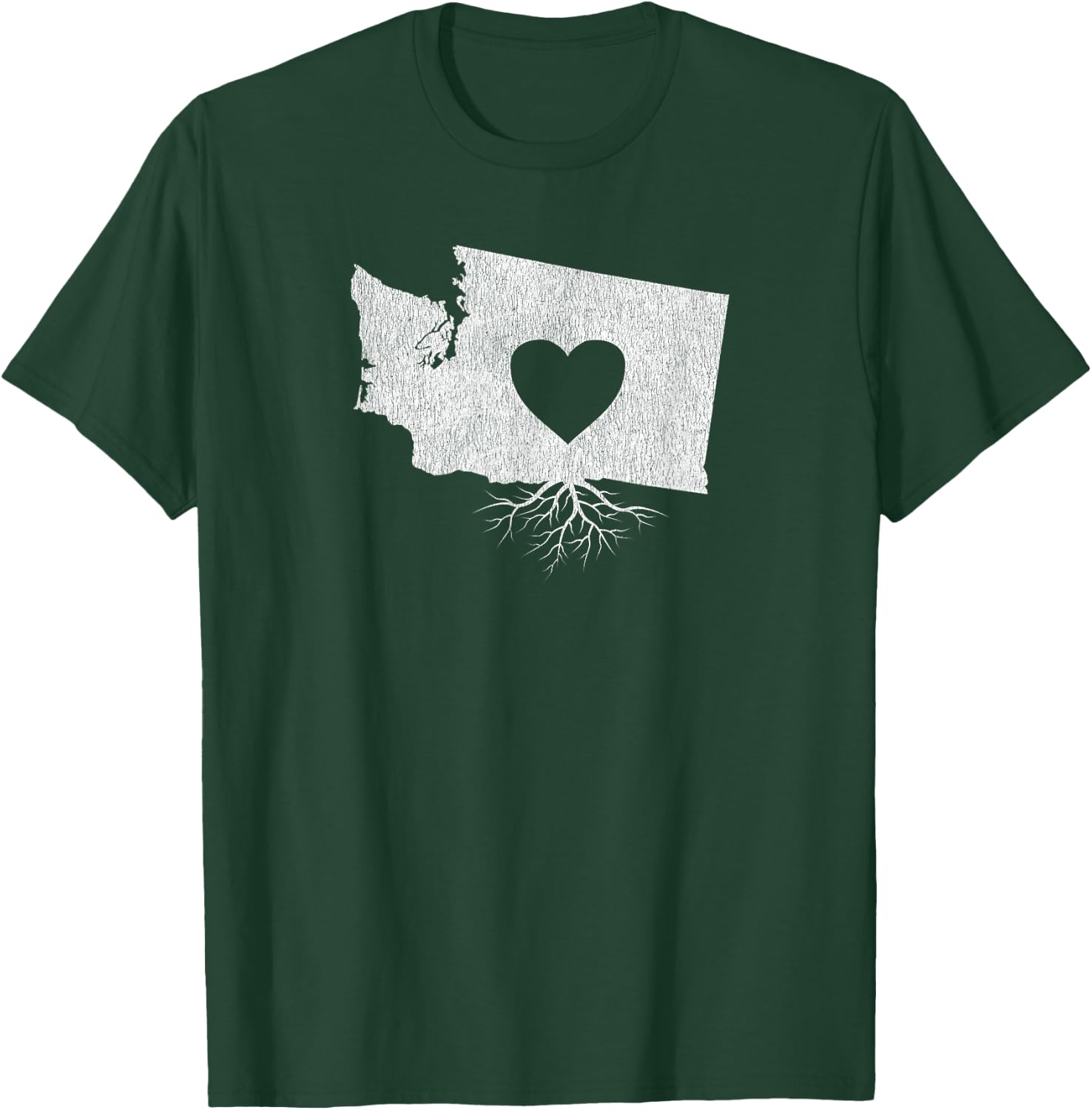 Distressed I Love Washington Heart and Roots T Shirt T-Shirt - T-Shirt | Forest