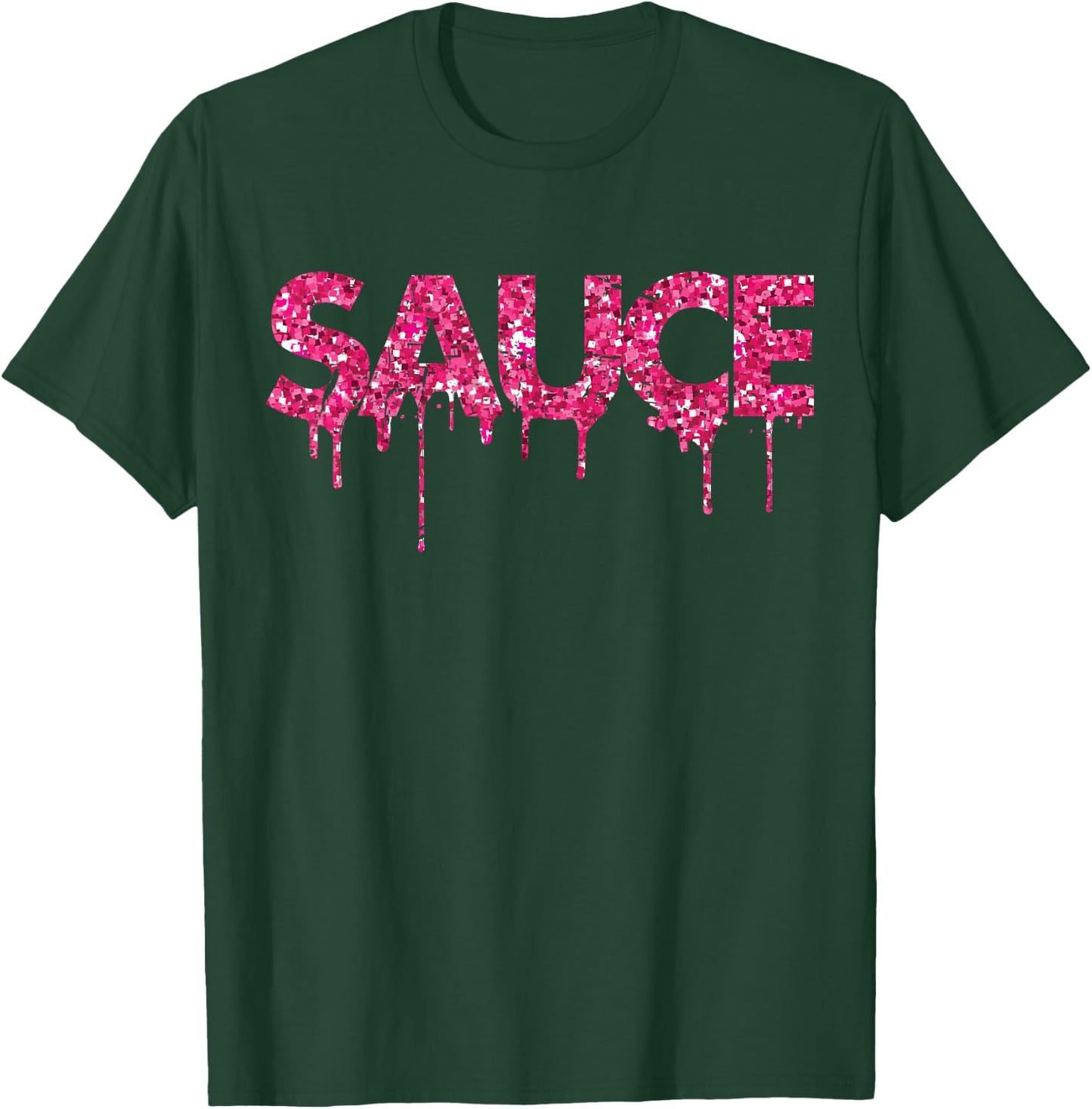Sauce Melting Trending Dripping Messy Saucy Pink Letters T-Shirt - T-Shirt | Forest