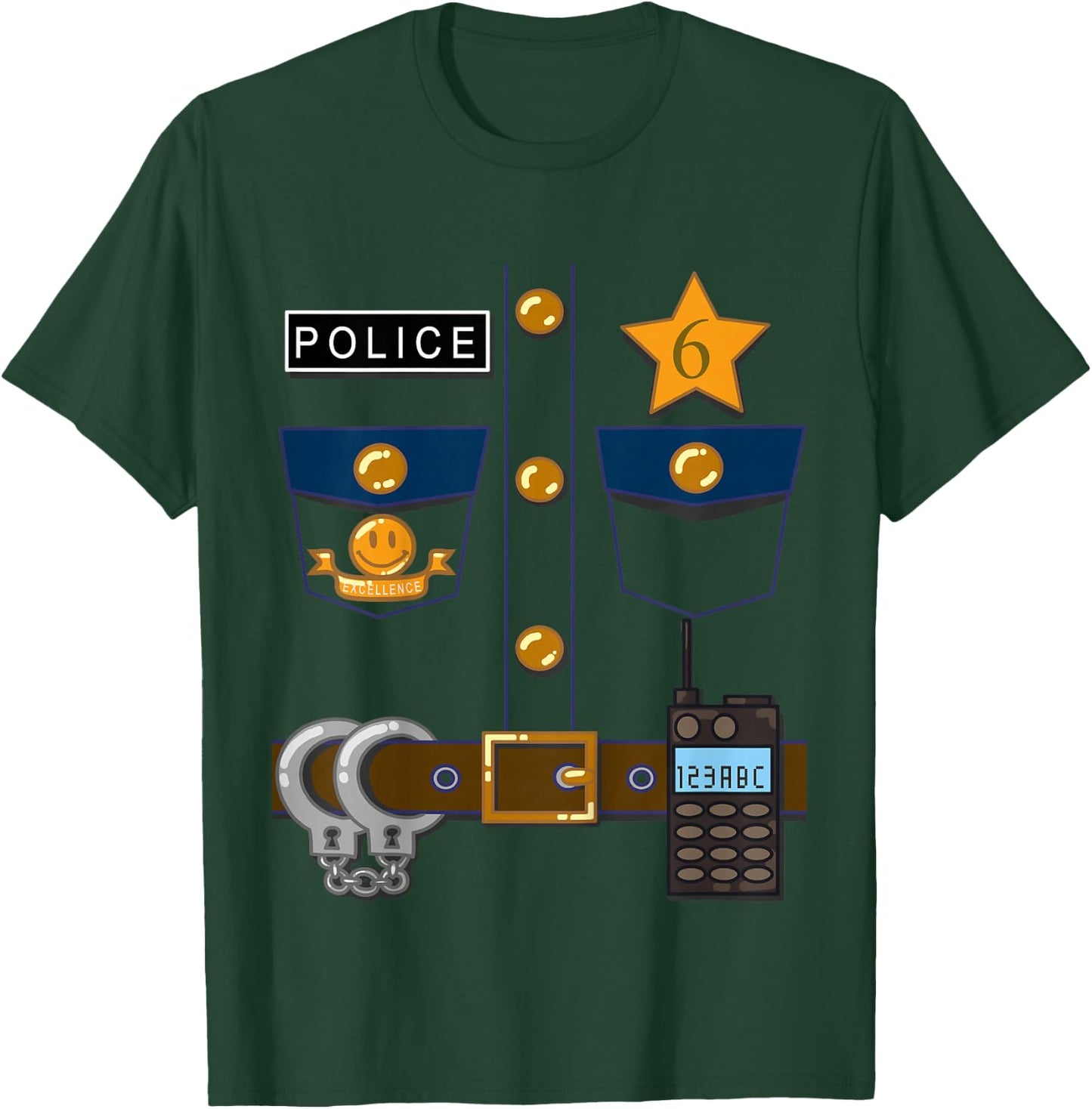 Kids Policeman Costume Funny Birthday 6 Year Old T Shirt T-Shirt - T-Shirt | Forest