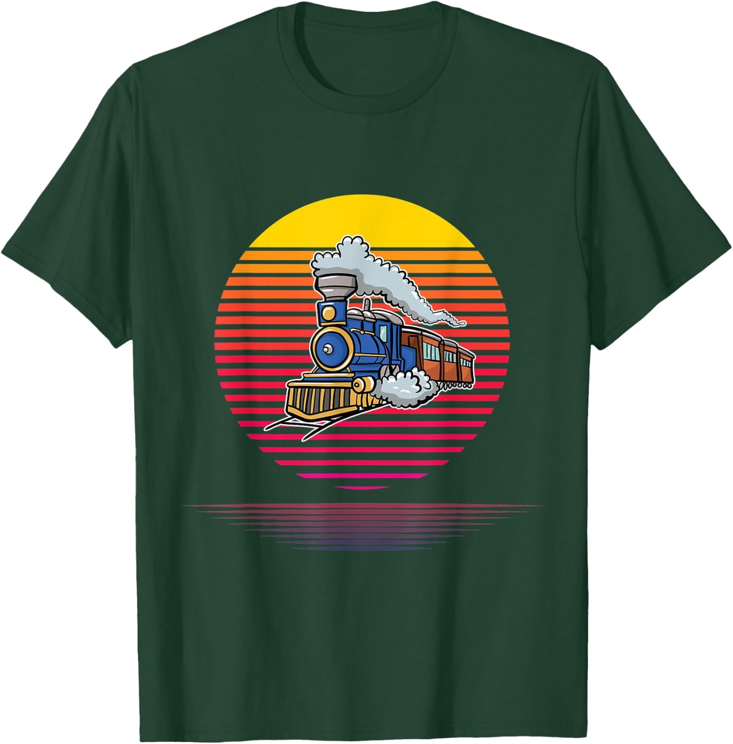 Retro Train Conductor Model Railroad Fanatic Engineer Gift T-Shirt - T-Shirt | Forest