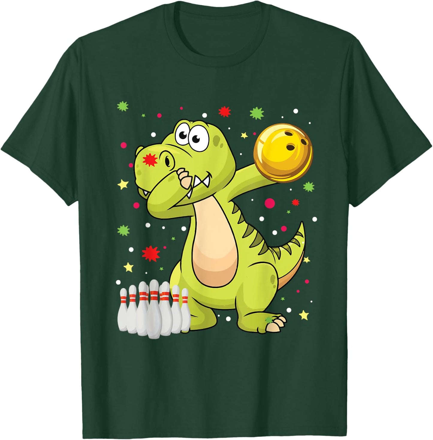 Dabbing Dinosaur Bowling Shirts Funny Bowling Boy Girl T-Shirt - T-Shirt | Forest