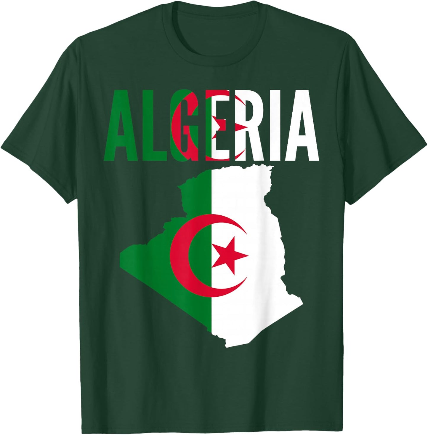 Algerian - Algeria Country Map Flag T-Shirt - T-Shirt | Forest