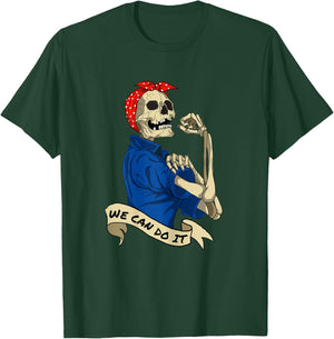 Rosie Riveter We Can do It Skeleton Halloween Party Costume T-Shirt - T-Shirt | Forest