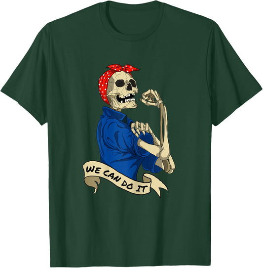 Rosie Riveter We Can do It Skeleton Halloween Party Costume T-Shirt - T-Shirt | Forest