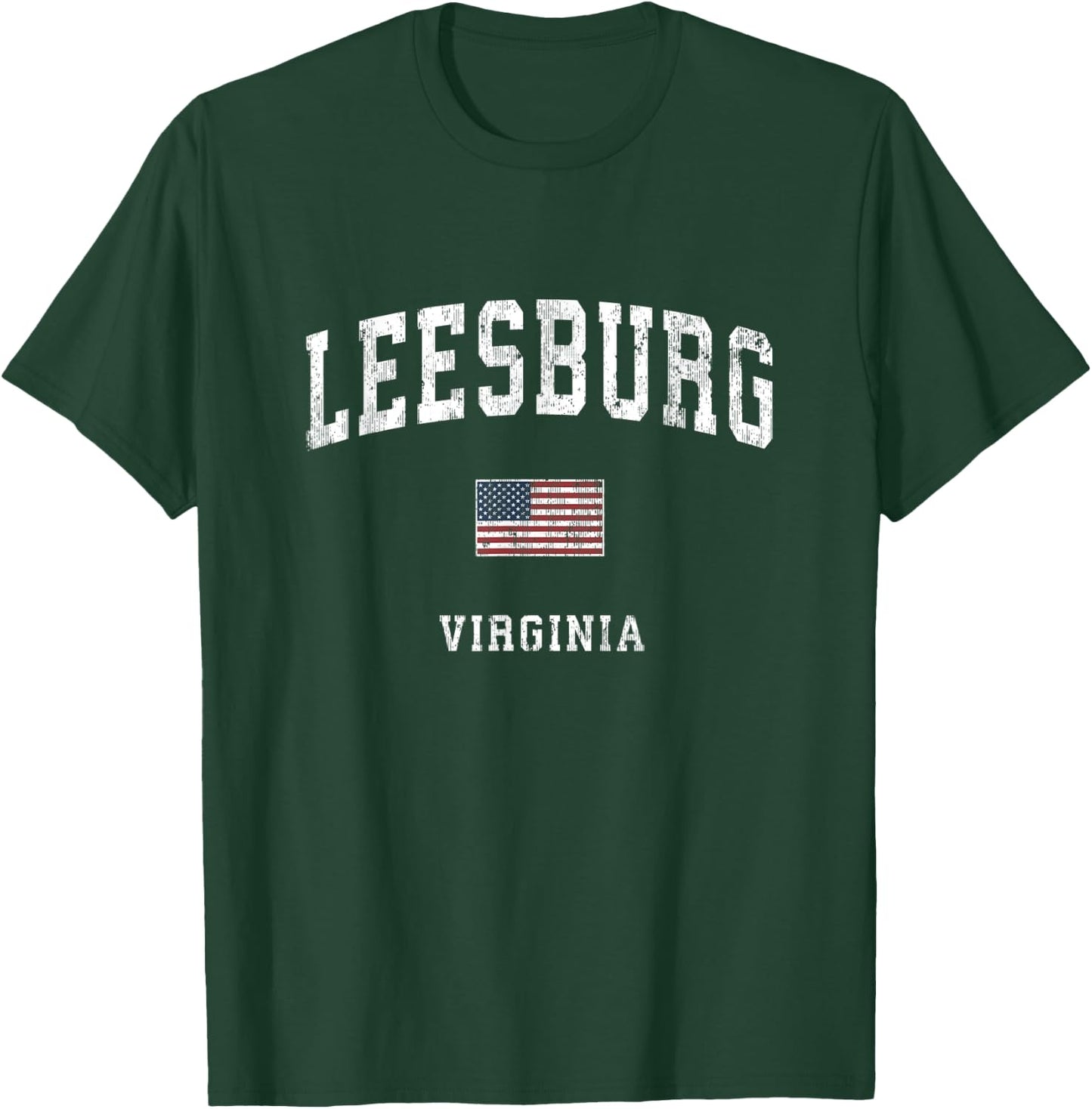 Leesburg Virginia VA Vintage American Flag Sports Design Kids Men T-Shirt - T-Shirt | Forest