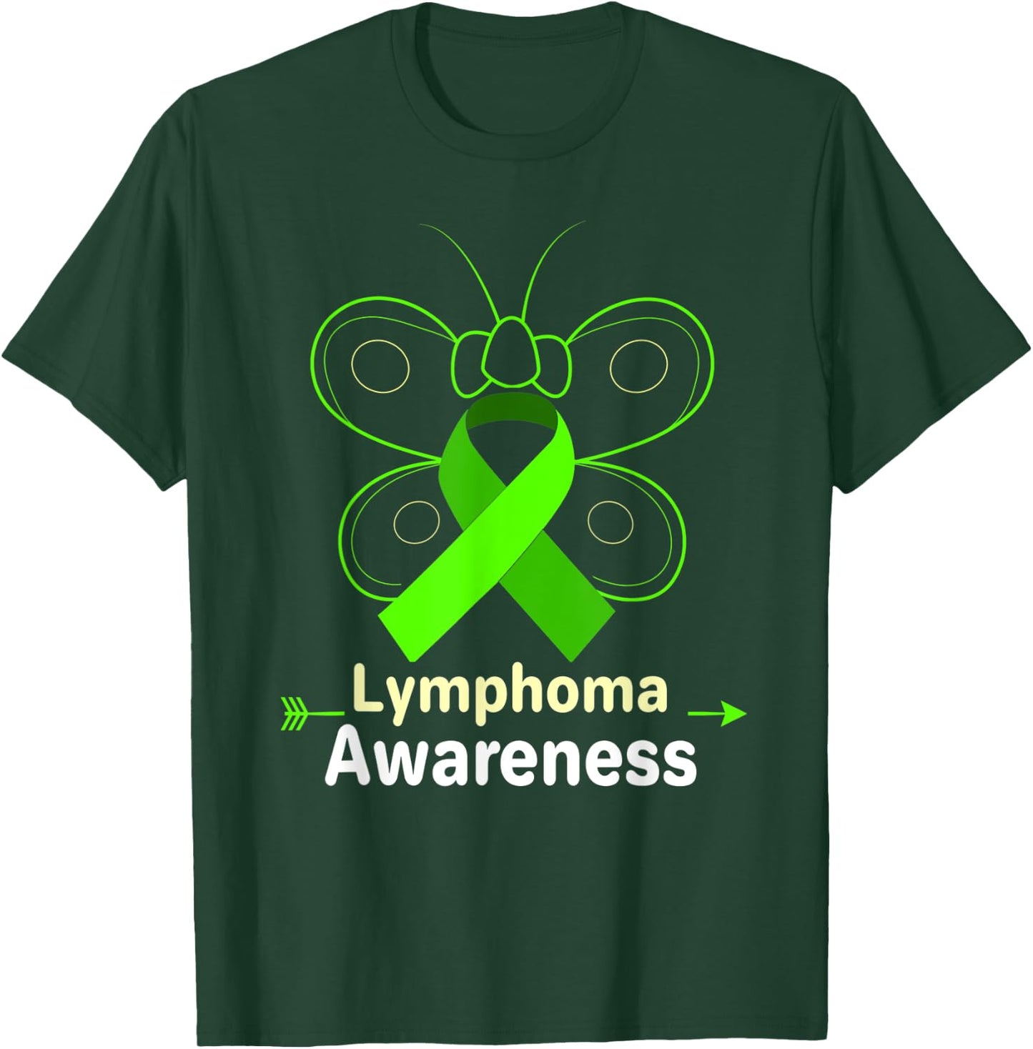 Butterfly Products Lymphoma Ribbon Lymphoma Awareness T-Shirt - T-Shirt | Forest