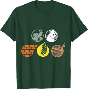 Life Components Brick, Wood, Rock, Wheat, Sheep T-Shirt - T-Shirt | Forest