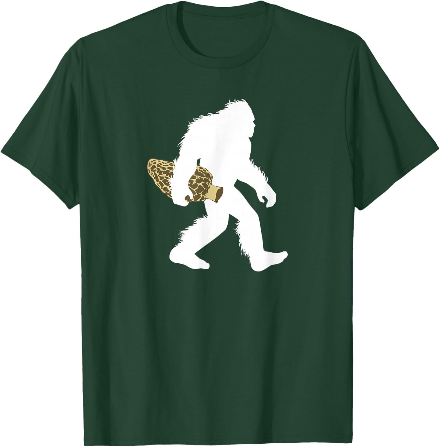 Bigfoot with Morel Mushroom Shirt, Sasquatch Fungi Gift T-Shirt - T-Shirt | Forest