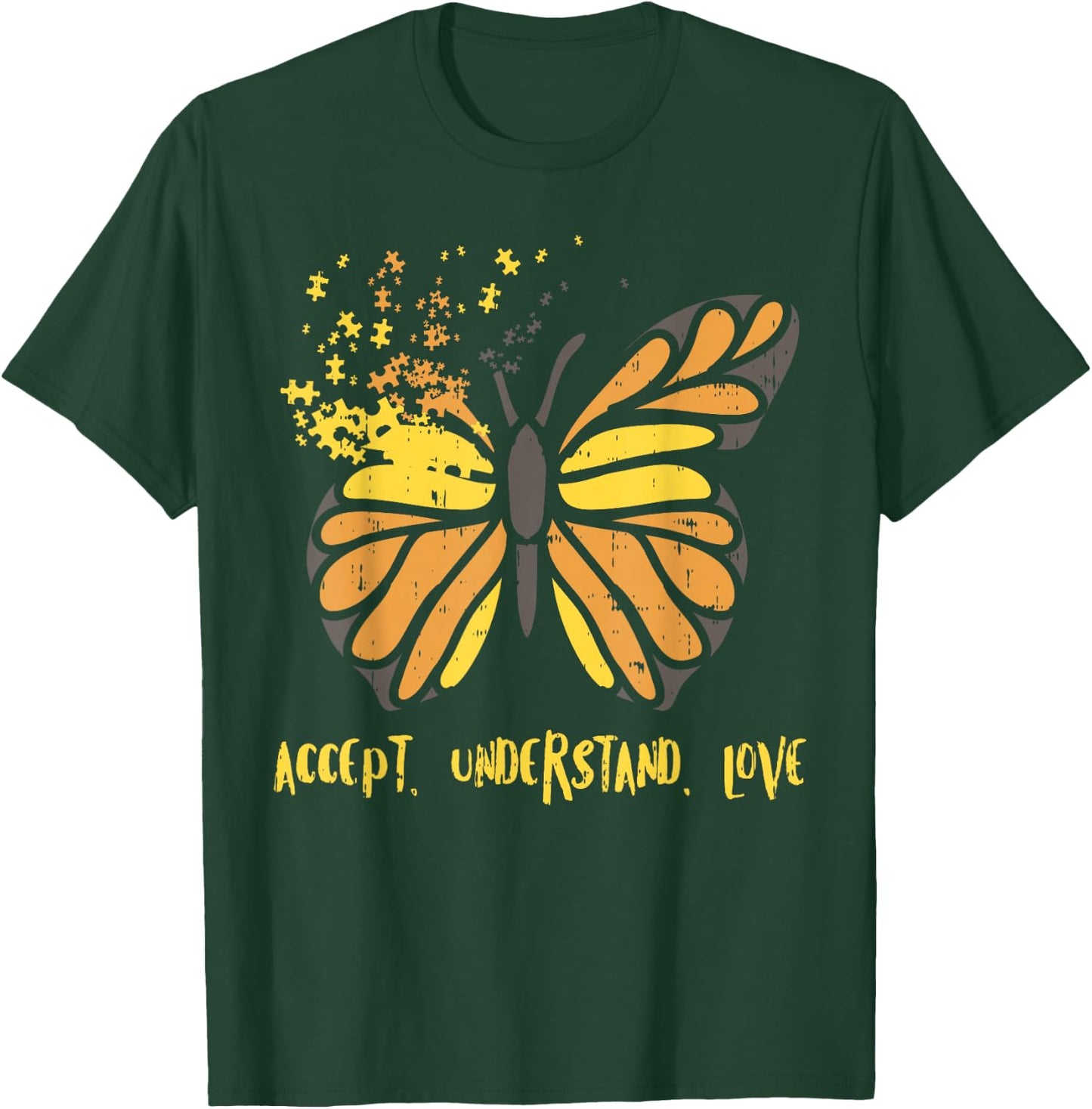 Accept Understand Love Butterfly Shirt Autism Awareness T-Shirt - T-Shirt | Forest