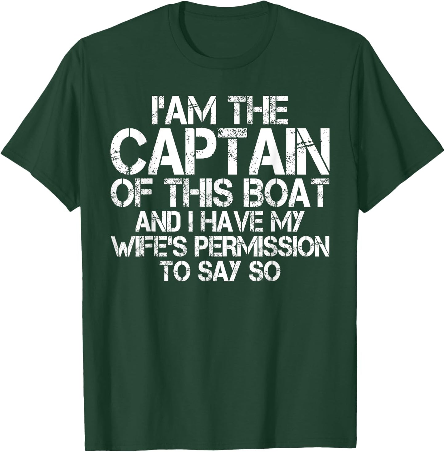 Funny Boat Captain Shirt Wife Permission Sea Husband T-Shirt - T-Shirt | Forest