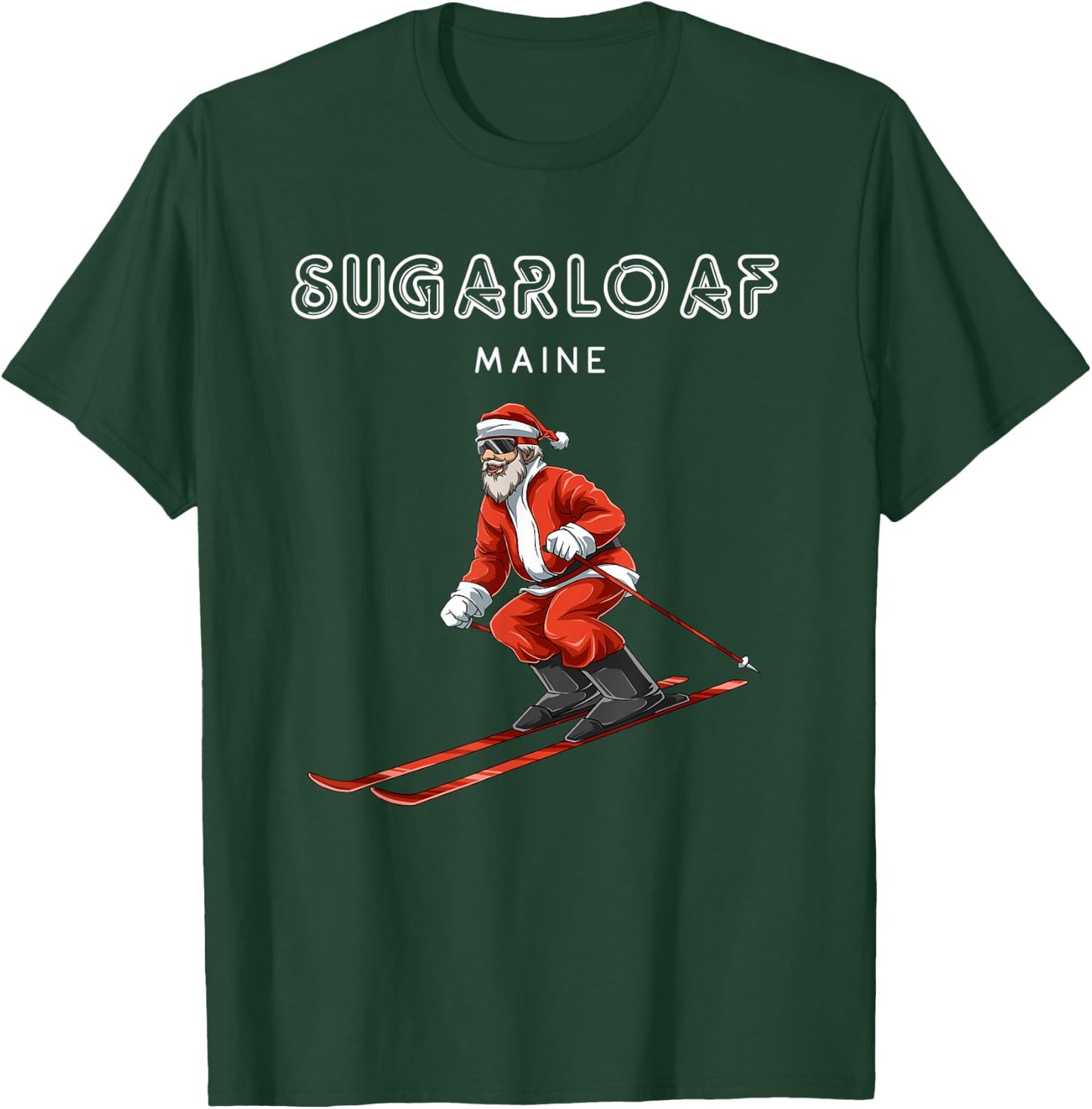 Santa Claus - Sugarloaf Maine USA Ski Resort Retro Gift T-Shirt - T-Shirt | Forest