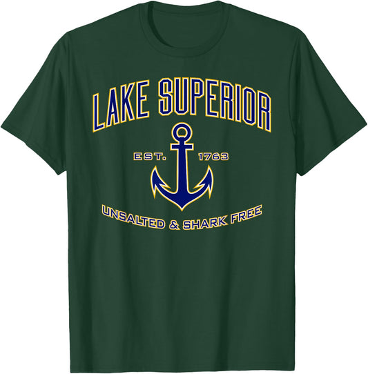 Lake Superior Unsalted & Shark Free T-Shirt - T-Shirt | Forest