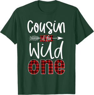 Cousin of the Wild One Shirt Plaid Lumberjack 1st Birthday T-Shirt - T-Shirt | Forest