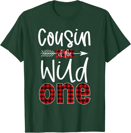 Cousin of the Wild One Shirt Plaid Lumberjack 1st Birthday T-Shirt - T-Shirt | Forest