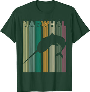 Kids Narwhal Retro Narwhal Shirt Women Men Boys T-Shirt - T-Shirt | Forest