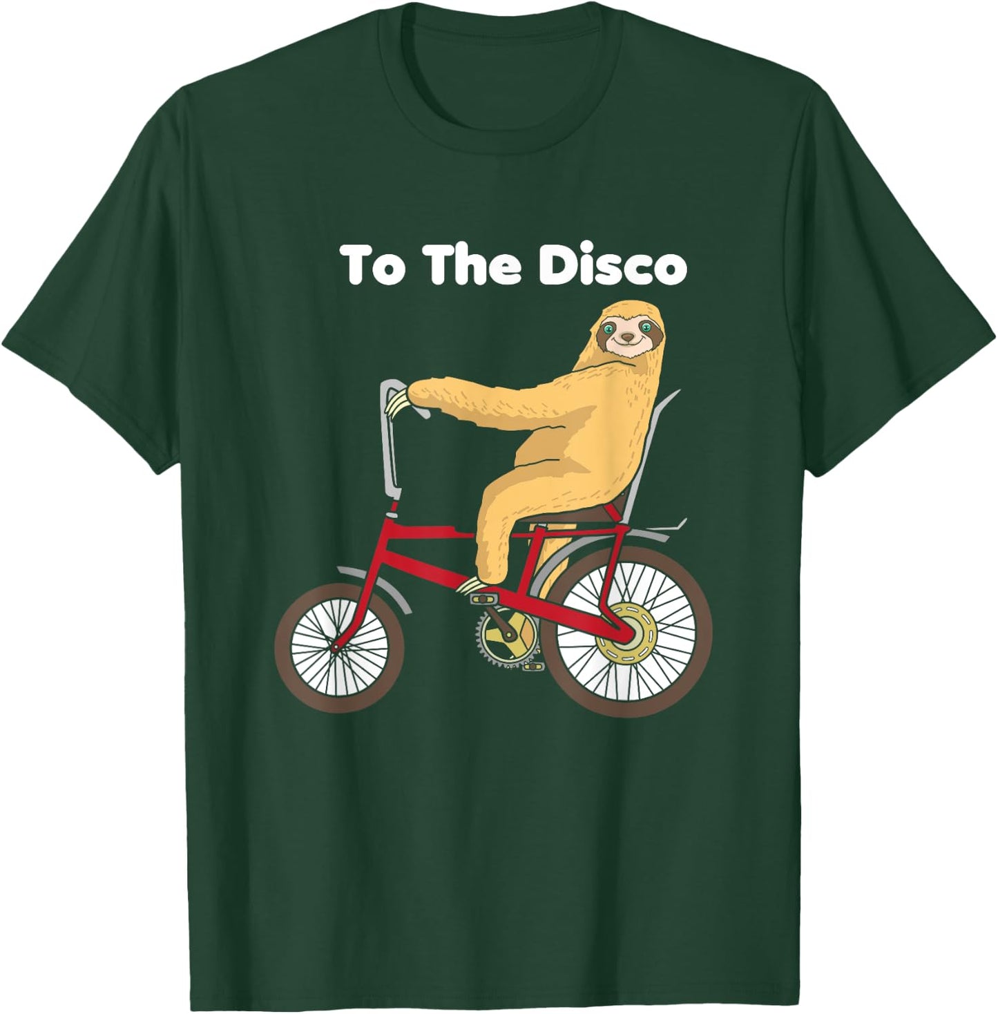 To The Disco Shirt - Sloth Riding Vintage Retro Bike T-Shirt - T-Shirt | Forest