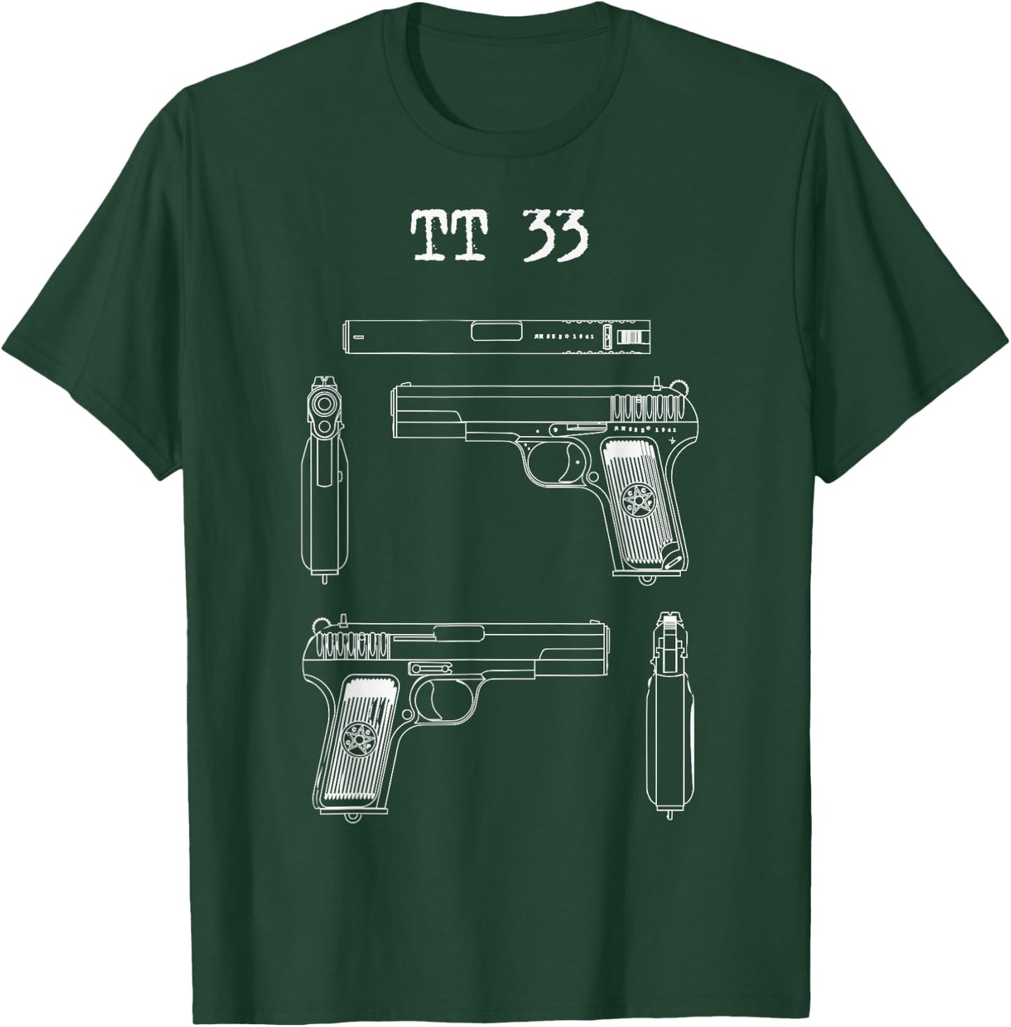 TT33 Tokarev blueprints, range T-Shirt - T-Shirt | Forest