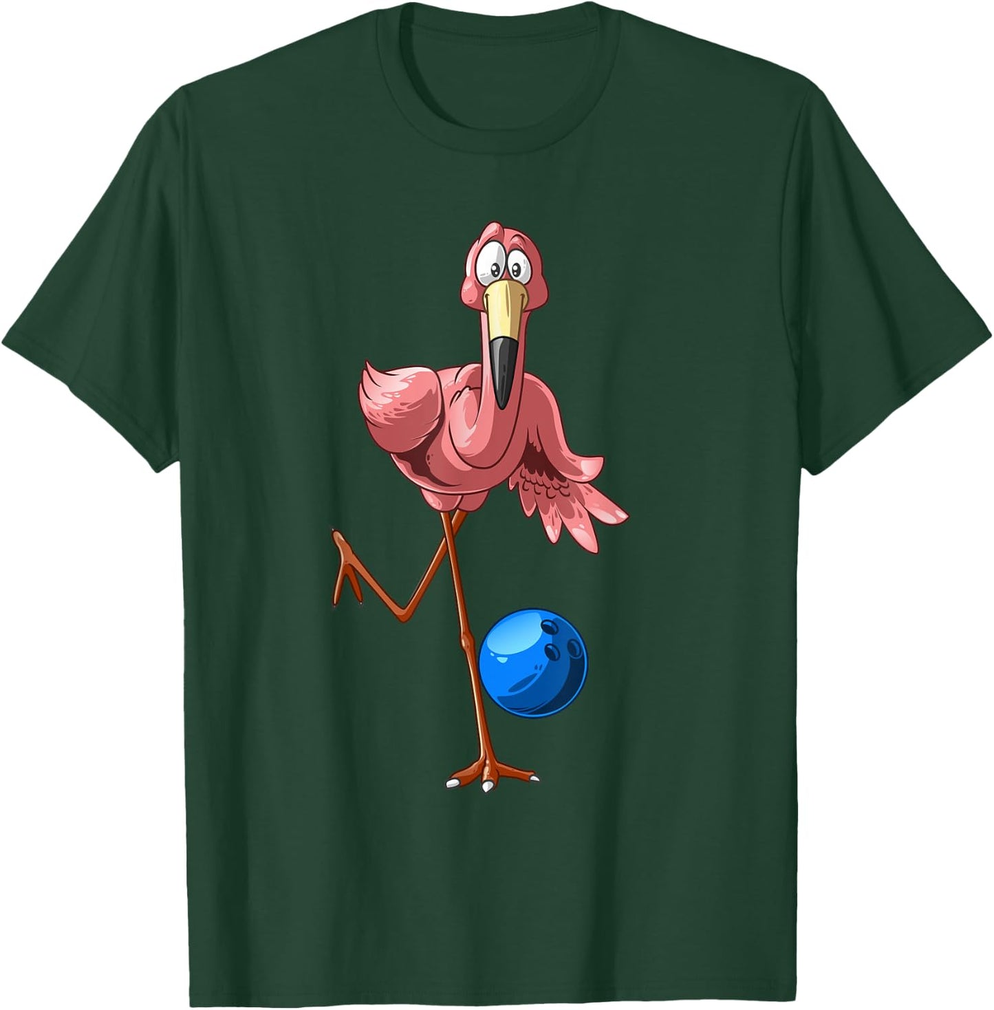 Cool Bowling Flamingo | Funny Shorebirds Lover Player Gift T-Shirt - T-Shirt | Forest