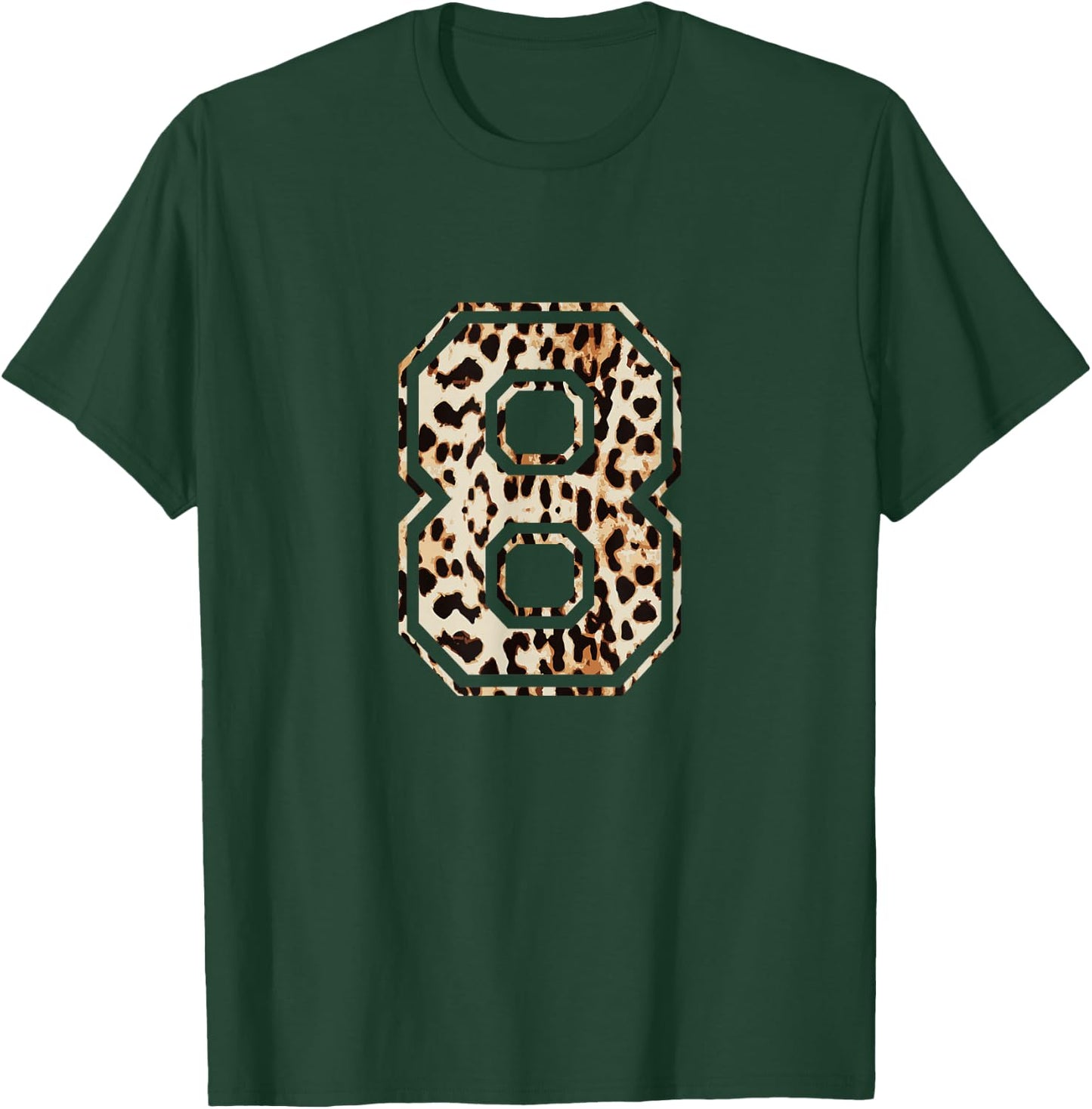 Cool Number 8 Game Football Leopard Cheetah Print T-Shirt - T-Shirt | Forest