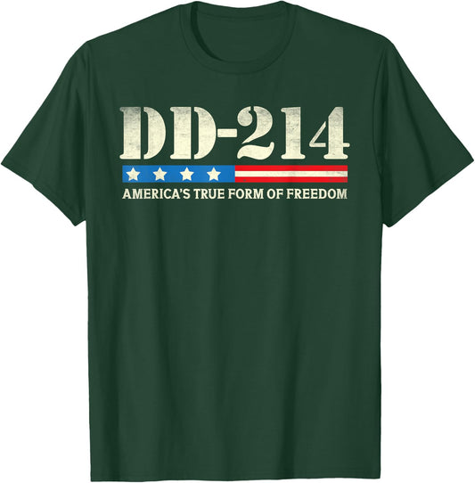 DD-214 Alumni Veterans Patriotic US American Flag T-Shirt - T-Shirt | Forest