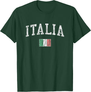 Italy Vintage Italia Sports Design Italian Flag T-Shirt - T-Shirt | Forest