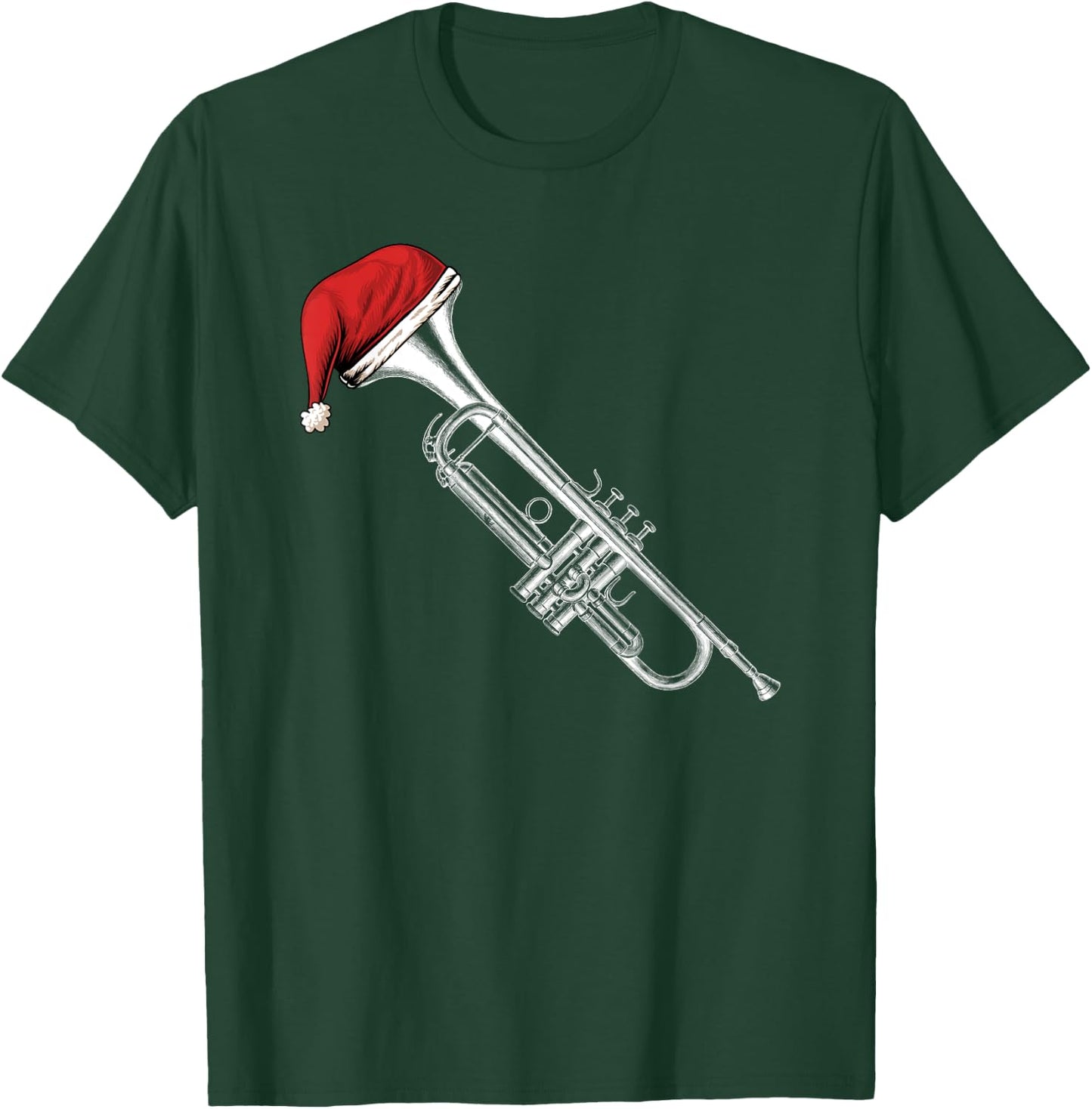 Santa Trumpet Christmas Jazz Music Xmas | For Trumpet Player T-Shirt - T-Shirt | Forest