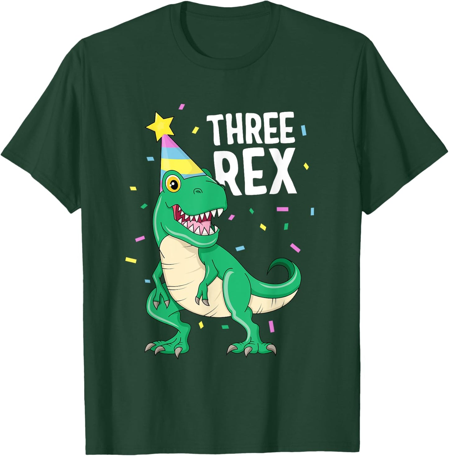Three Rex 3rd Birthday Boy T-Rex Dinosaur Party Happy Third T-Shirt - T-Shirt | Forest