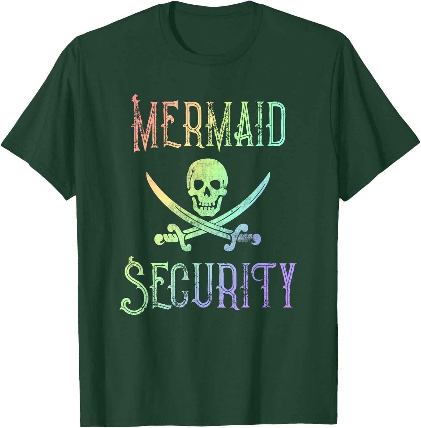 Rainbow Pirate Mermaid Security Halloween Costume Party Small T-Shirt - T-Shirt | Forest