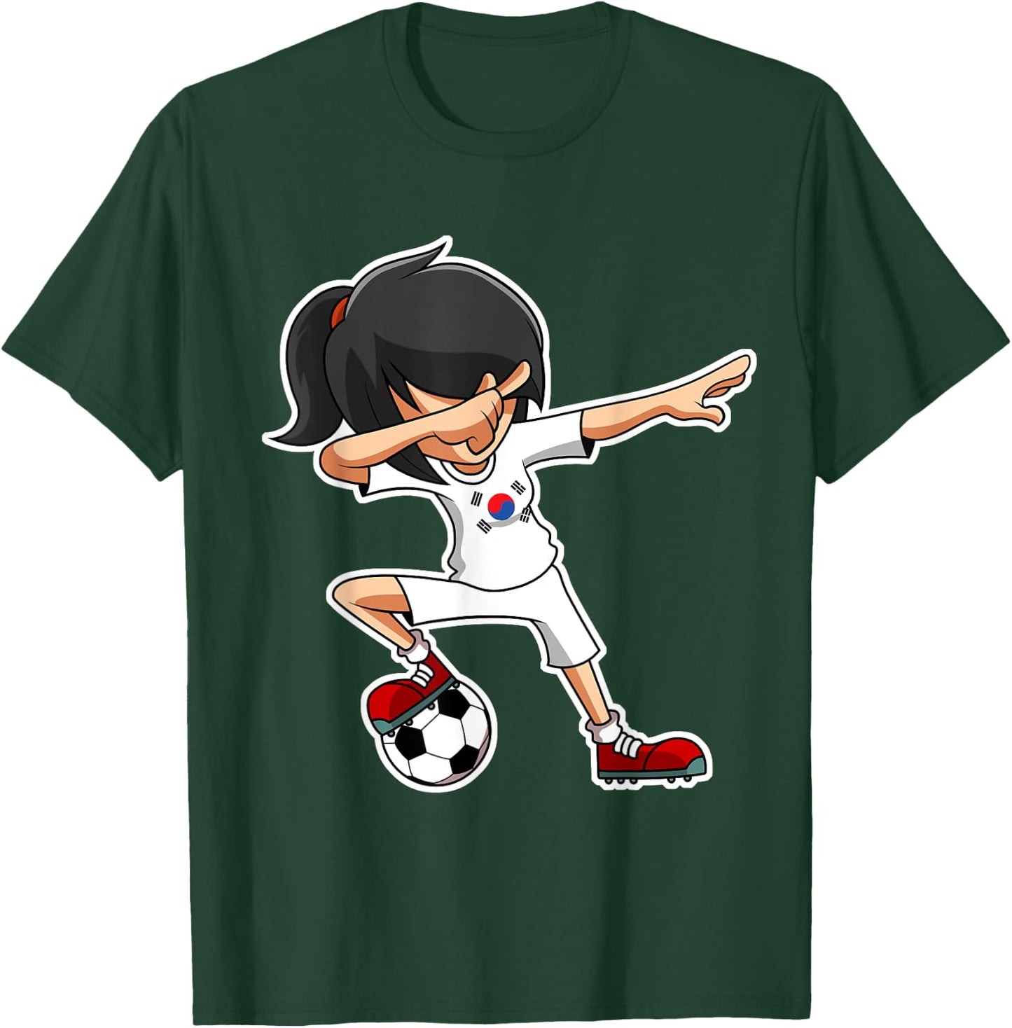 Dabbing Soccer Girl South Korea Shirt, Korean Flag Jersey T-Shirt - T-Shirt | Forest