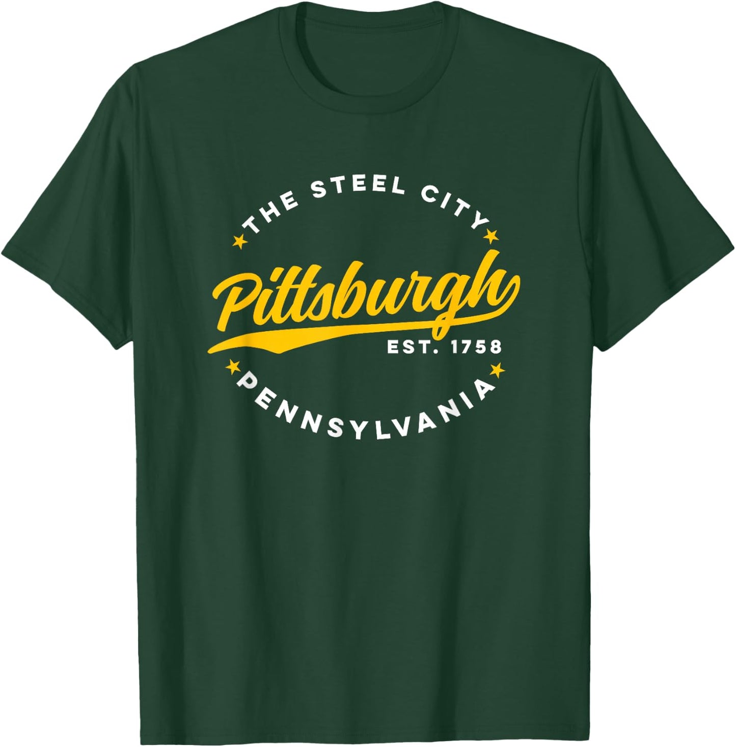Vintage Pittsburgh Pennsylvania The Steel City Yellow Text T-Shirt - T-Shirt | Forest