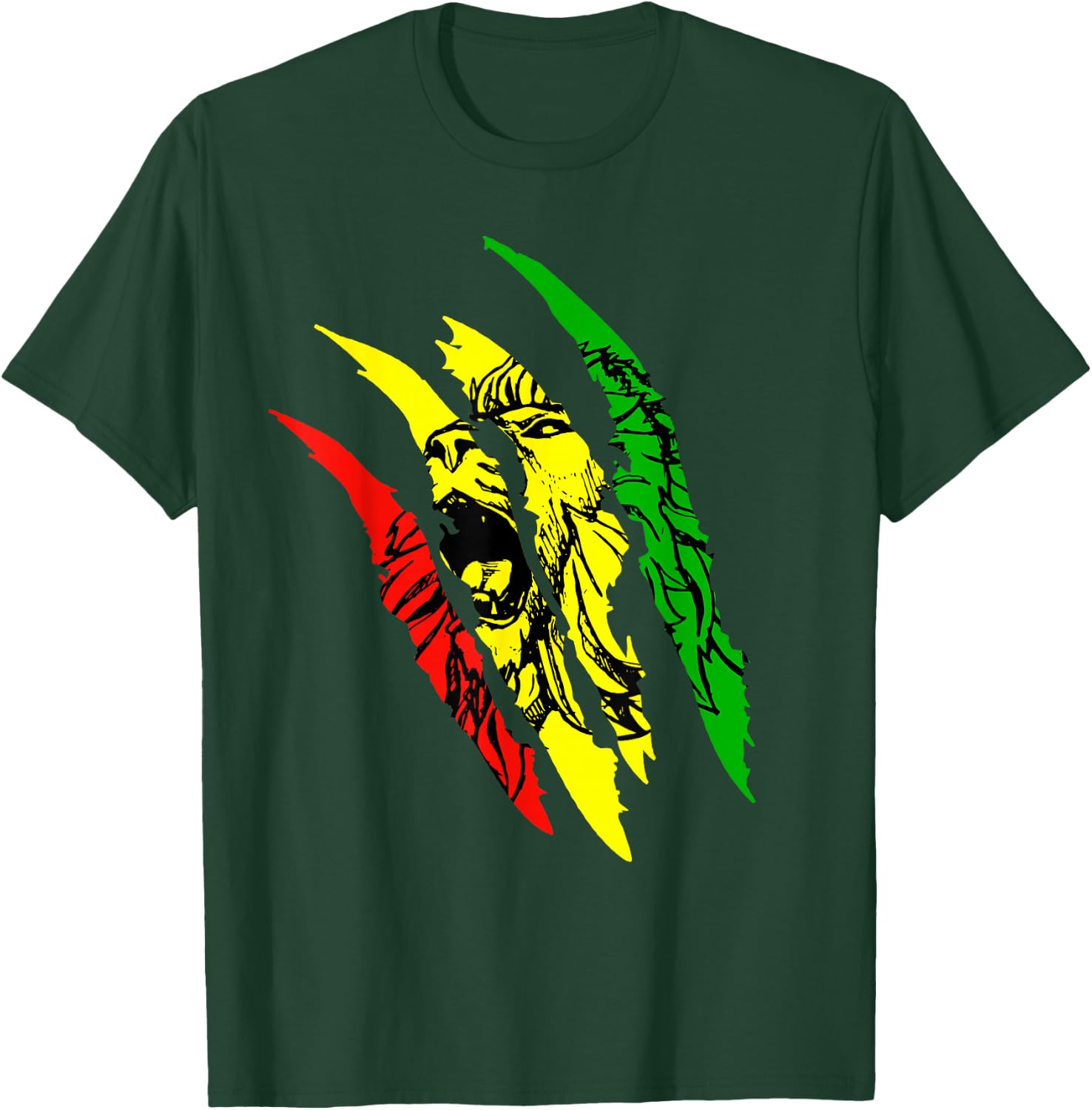 Reggae Lion of Judah T- Jamaican Roots Rasta African T-Shirt - T-Shirt | Forest