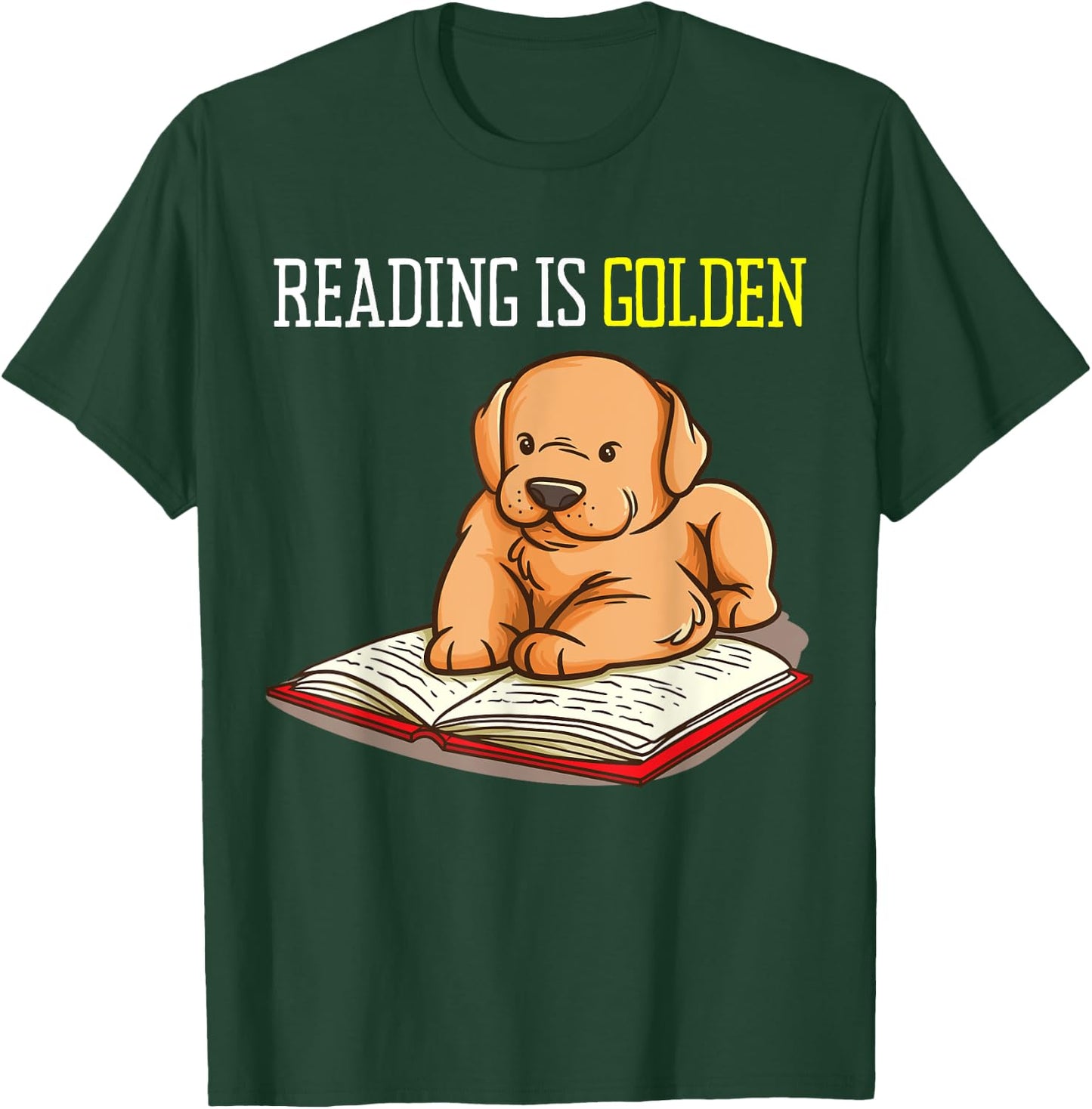 Golden Retriever Book Reading Gift Bookworm Teachers Dog Women Girls Kids T-Shirt - T-Shirt | Forest