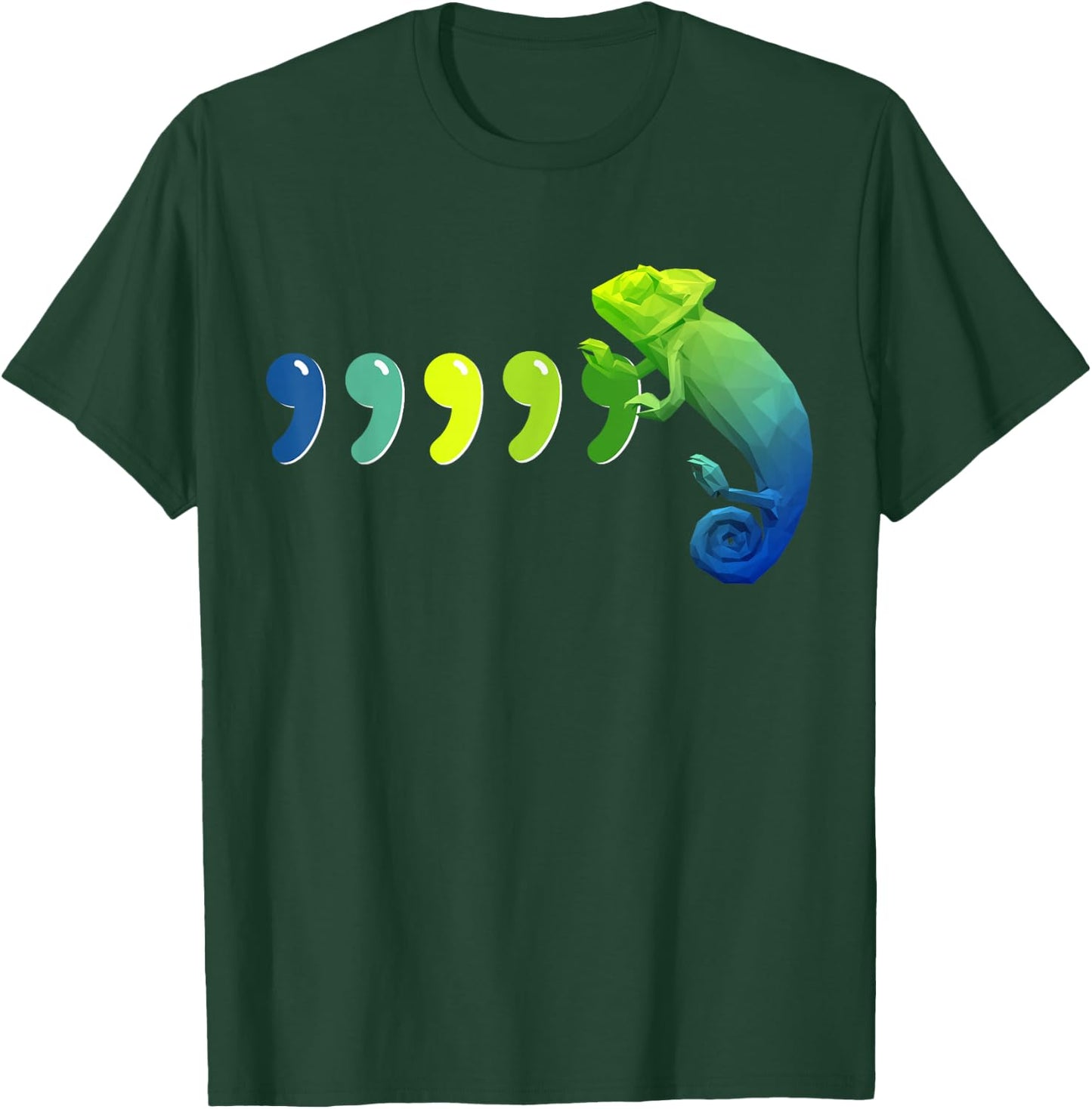 Comma Chameleon Shirt Funny 80s Throwback Retro Gift T-Shirt - T-Shirt | Forest
