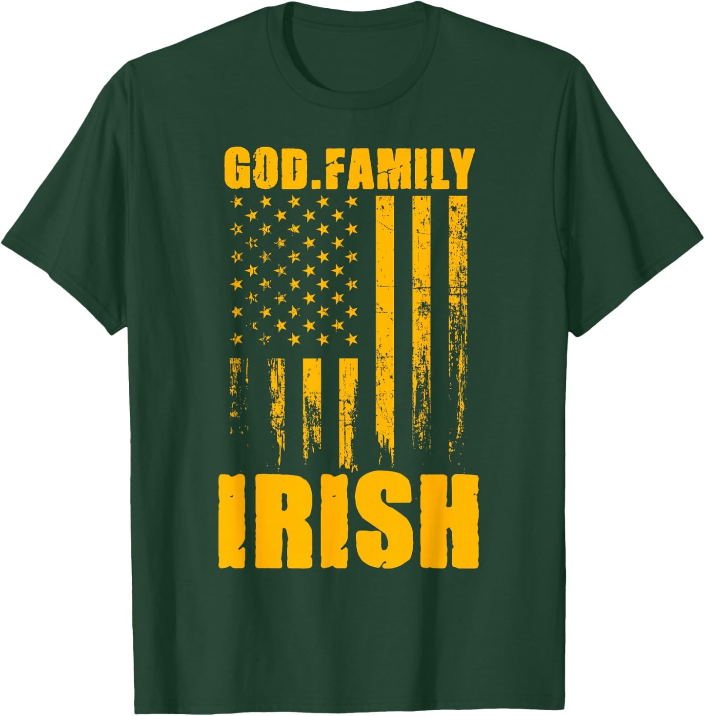 Notre Dame Irish God. Family. Vintage USA Flag T-Shirt - T-Shirt | Forest