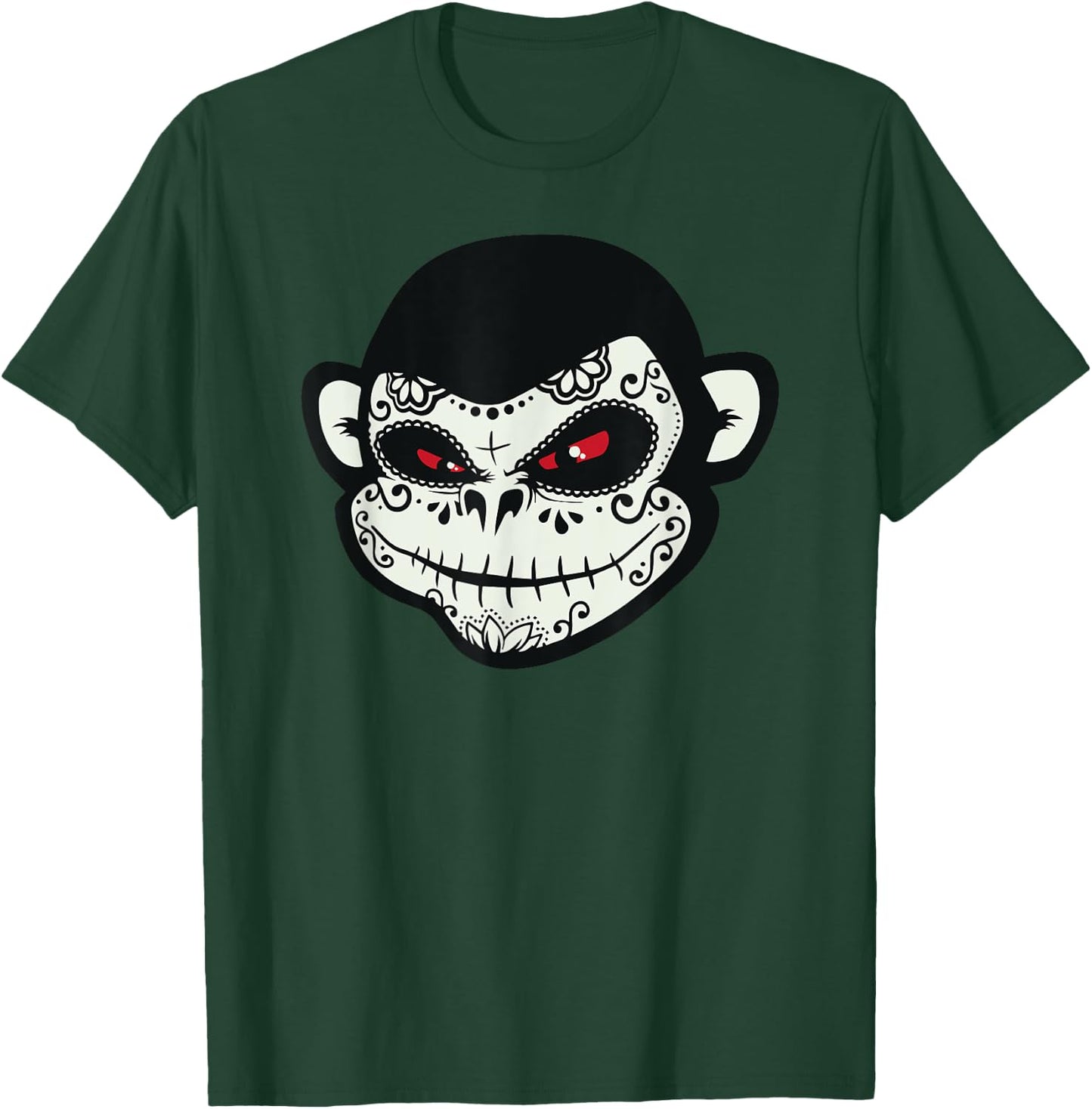 Sugar Skull Monkey Dia De Los Muertos Calavera Pun T-Shirt - T-Shirt | Forest