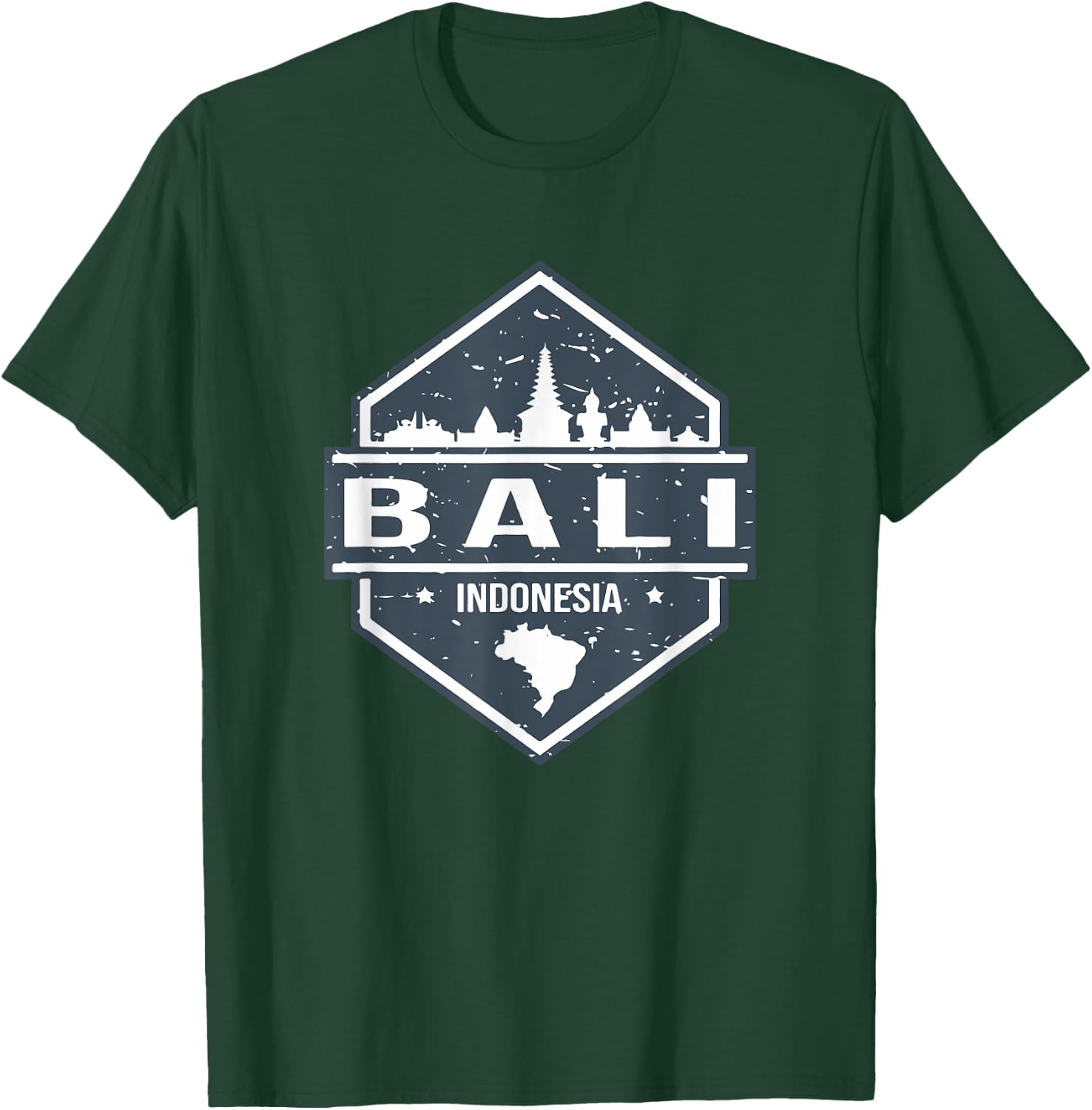 Bali Indonesia Design With Bali Island And Silhoutte of City T-Shirt - T-Shirt | Forest