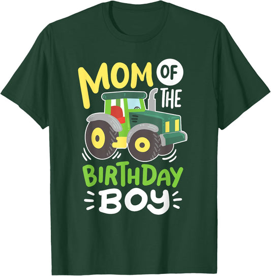 Mom of the Birthday Boy Cute Farm Tractor Kids Bday Family T-Shirt - T-Shirt | Forest