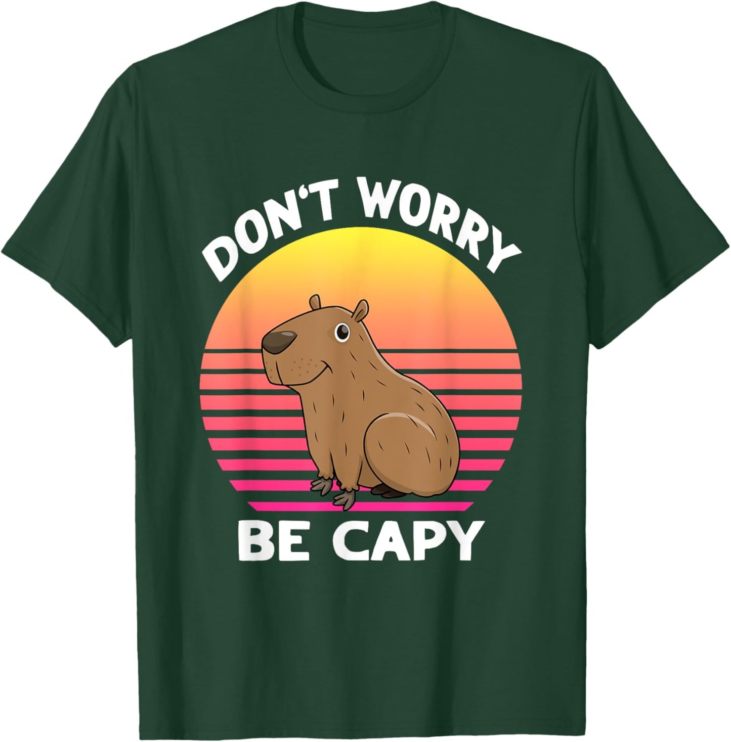 Retro Rodent Funny Capybara Dont Be Worry Be Capy T-Shirt - T-Shirt | Forest