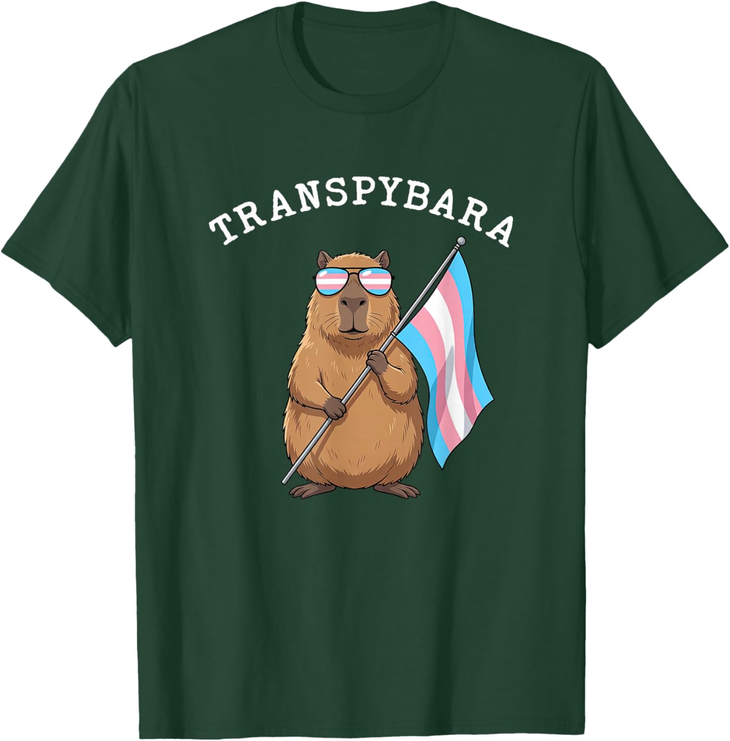 Transpybara Transgender Capybara LGBTQ Pride Trans Flag T-Shirt - T-Shirt | Forest