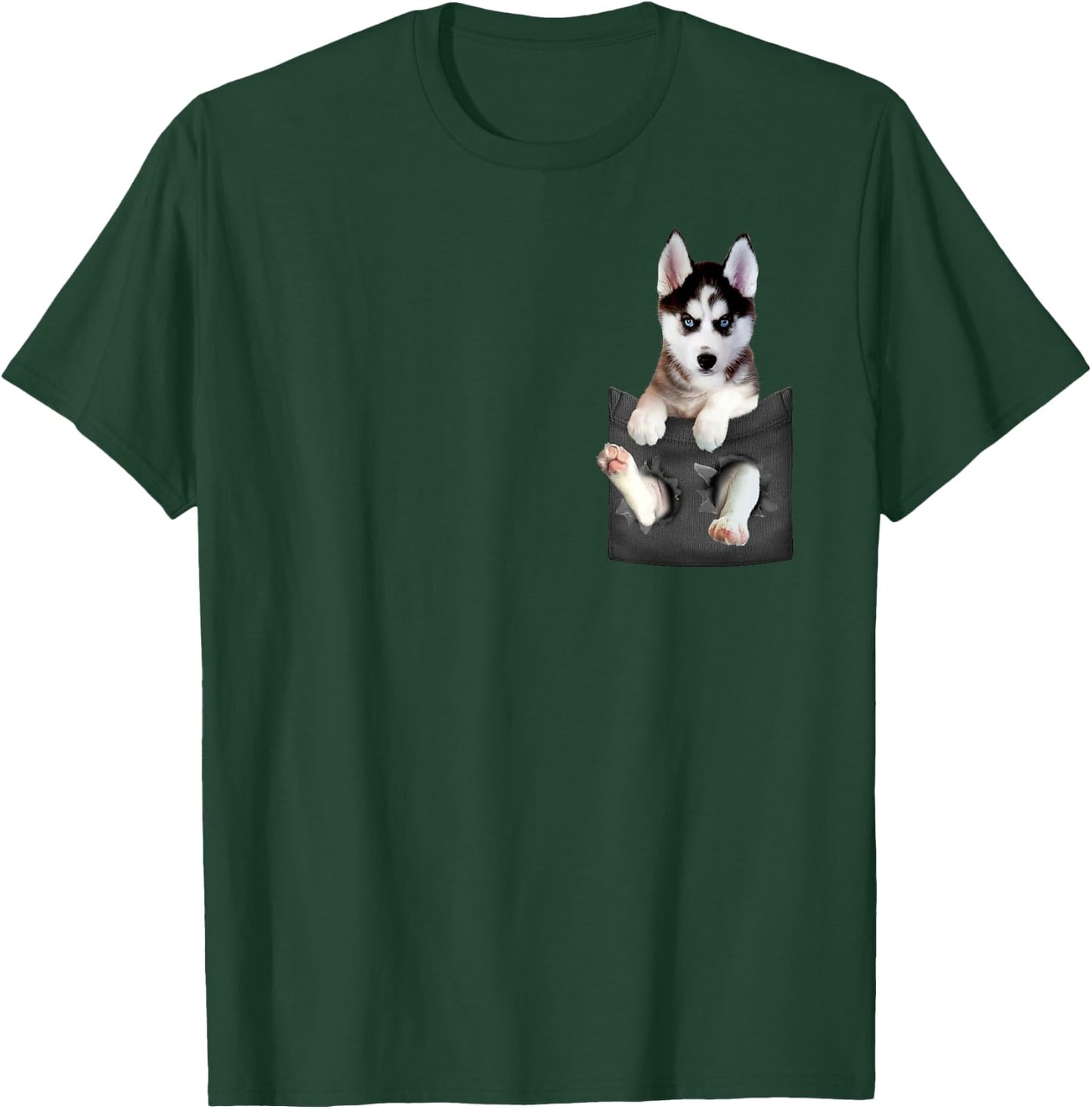 Siberian Husky In Pocket Puppy T Shirt T-Shirt - T-Shirt | Forest