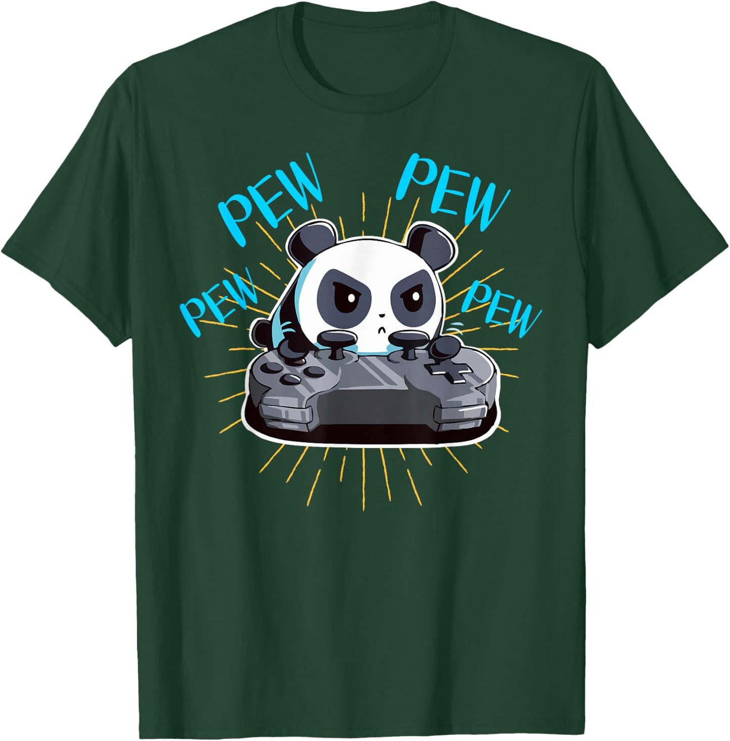 Funny Gamer Pew Pew Panda T-Shirt - T-Shirt | Forest